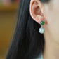 Silver inlaid Hetian jade earrings