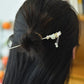 Silver inlaid Hetian jade redbud tassel hairpin