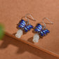 Silver Hetian Jade Pomegranate Flower Butterfly Earrings