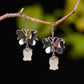 Silver Hetian Jade Pomegranate Flower Butterfly Earrings