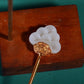 Silver gilt inlaid Hetian jade retro flower tag hairpin