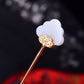 Silver gilt inlaid Hetian jade retro flower tag hairpin