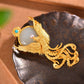 Silver gilt inlaid Hetian jade phoenix dance nine days brooch pendant dual use