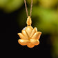 Silver gilt inlaid Hetian jade lotus gilt silver pendant