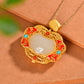 Gilt silver inlaid Hetian jade enamel sachet pendant