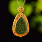 Gilt silver inlaid jasper hollow and multi-treasure sachet pendant