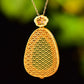 Gilt silver inlaid jasper hollow and multi-treasure sachet pendant