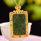 Gilt silver inlaid jasper hollow and multi-treasure sachet pendant