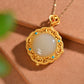 Gilt silver inlaid Hetian jade egg noodle with multi-treasure hollow sachet pendant