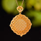 Gilt silver inlaid Hetian jade egg noodle with multi-treasure hollow sachet pendant