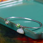 Silver inlaid Hetian jade vintage enamel lotus bracelet