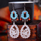 Silver inlaid Hetian jade vintage Ming hollow earrings