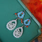 Silver inlaid Hetian jade vintage Ming hollow earrings