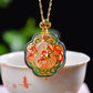 Silver gold plated Hetian jade pendant