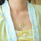 Silver gold plated Hetian jade pendant