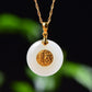 Silver gold plated Hetian jade pendant