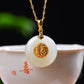 Silver gold plated Hetian jade pendant