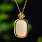 Silver gold plated Hetian jade pendant