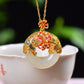 Silver gold plated Hetian jade pendant