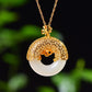 Silver gold plated Hetian jade pendant