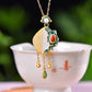 Silver gold plated Hetian jade pendant