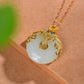 Silver gold plated Hetian jade pendant