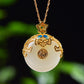 Silver gold plated Hetian jade pendant