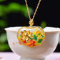 Silver gold plated Hetian jade pendant