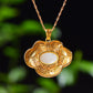 Silver gold plated Hetian jade pendant