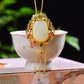 Silver gold plated Hetian jade pendant