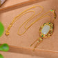 Silver gold plated Hetian jade pendant