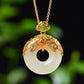 Silver gold plated Hetian jade pendant