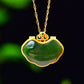 Silver gold plated Hetian jade pendant