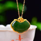 Silver gold plated Hetian jade pendant