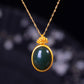 Silver gold plated Hetian jade pendant