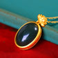 Silver gold plated Hetian jade pendant