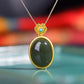 Silver gold plated Hetian jade pendant