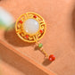 Silver gold plated Hetian jade pendant