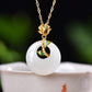 Silver gold plated Hetian jade pendant