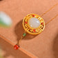 Silver gold plated Hetian jade pendant