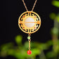 Silver gold plated Hetian jade pendant