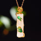 Silver gold plated Hetian jade pendant