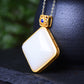 Silver gold plated Hetian jade pendant