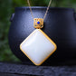 Silver gold plated Hetian jade pendant