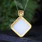 Silver gold plated Hetian jade pendant