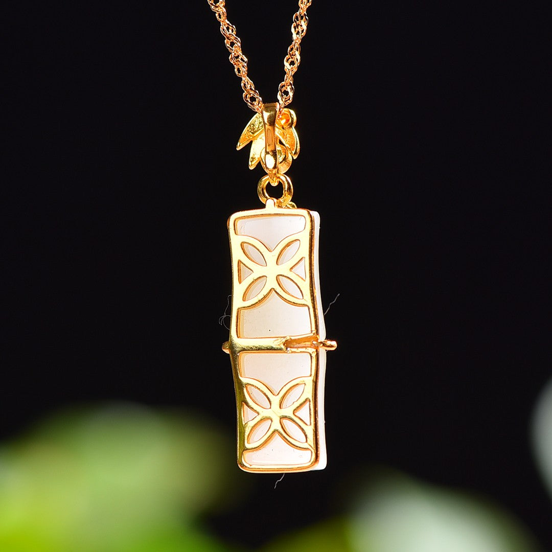 Silver gold plated Hetian jade pendant