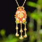 Silver gold plated Hetian jade pendant