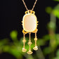 Silver gold plated Hetian jade pendant