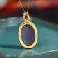 Silver gold plated Hetian jade pendant