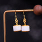 Silver gold plated Hetian jade earrings